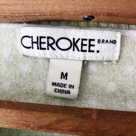 Cherokee Green polka‎ dot print knit button cardigan sweater lightweight M - Picture 4 of 4